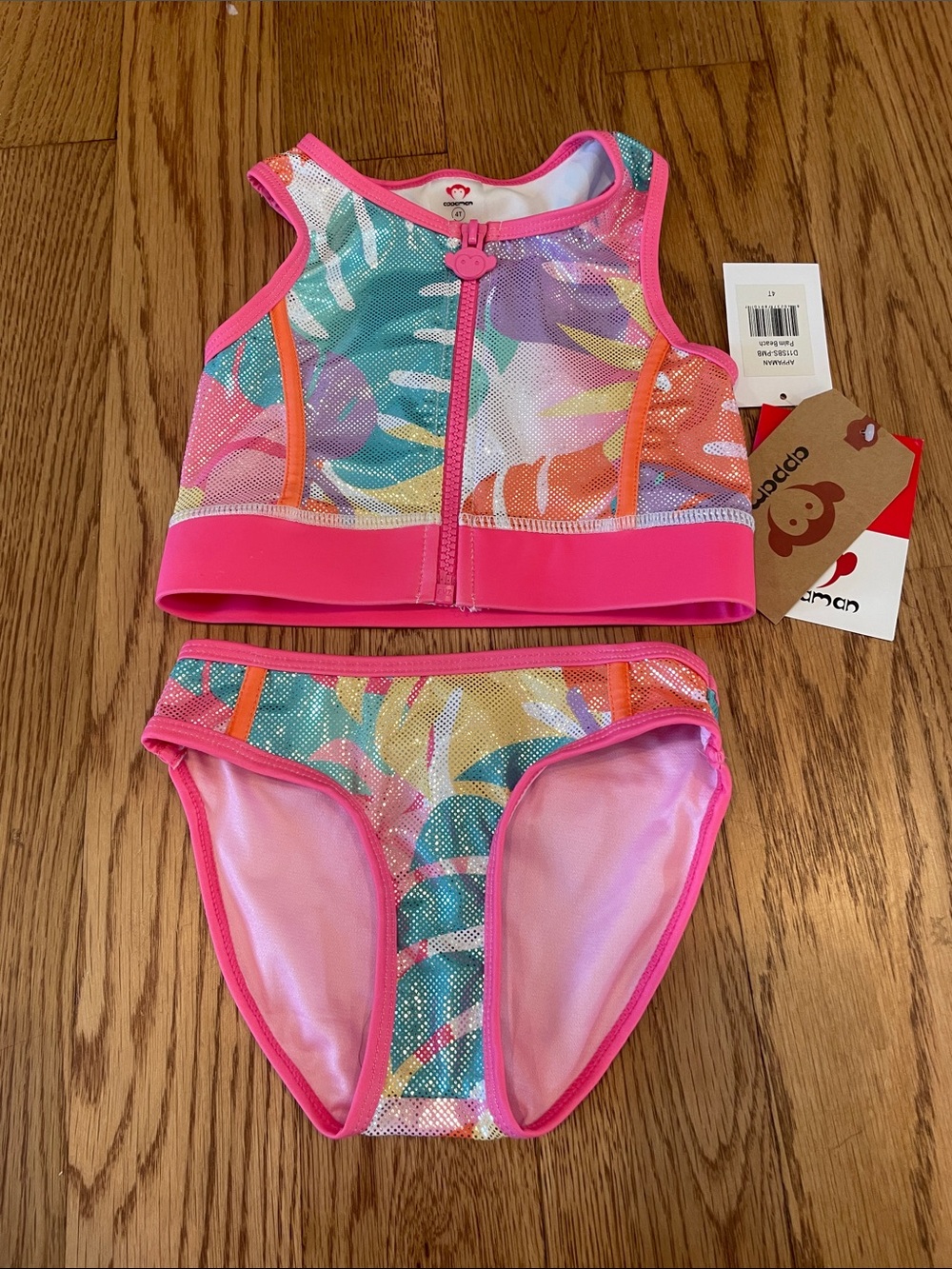 Appaman Pink Tropical Zip-Front Girls' Swim Bikini Set